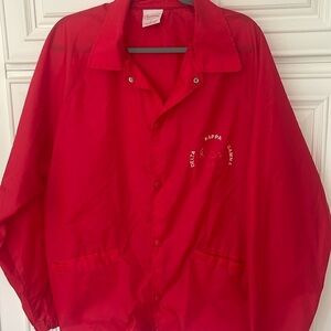 Vintage Delta Kappa Gamma Red Nylon Windbreaker varsity jacket XL USA